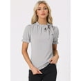 thumbnail image 2 of Unique Bargains Women's Bow Tie Neck Office Elegant Short Sleeve Blouse Top XS Gray, 2 of 6