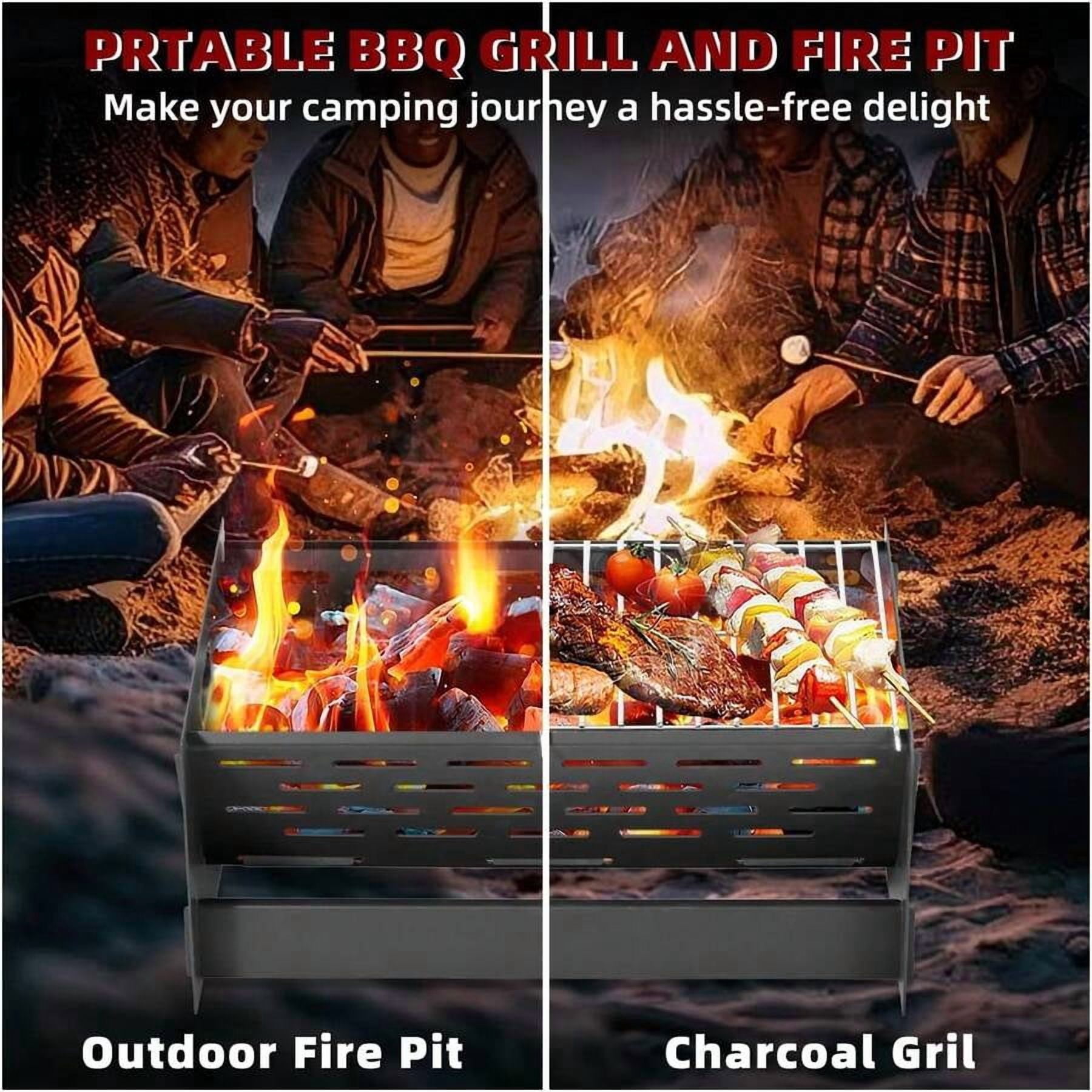 Portable Charcoal Grill, Folding Camping Campfire Grill With Carry Bag, Heavy Duty BBQ Grill Fire Pit For Outdoor Cooking, Camping, Picnic, Patio, Backyard By XX