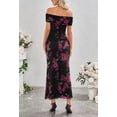 thumbnail image 4 of Vestido largo MEROKEETY para mujer con hombros descubiertos, estampado floral, negro, 4 of 7