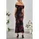 thumbnail image 4 of Vestido largo MEROKEETY para mujer con hombros descubiertos, estampado floral, negro, 4 of 7