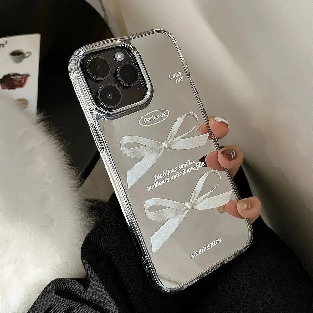 Luxury 3D Pearl Bow Phone Case Fro IPhone 15 14 13 12 11 Pro