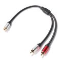 thumbnail image 1 of Cable divisor de audio portátil, sonido claro, señal estable, 28 cm, 1 RCA hembra a 2 machos, cable de audio auxiliar para computadora, 1 of 5
