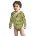 thumbnail image 2 of Xecao Sage Green With Sunflowers Print Baby unisex-baby Cotton Long-sleeve Bodysuits-3 Months, 2 of 6