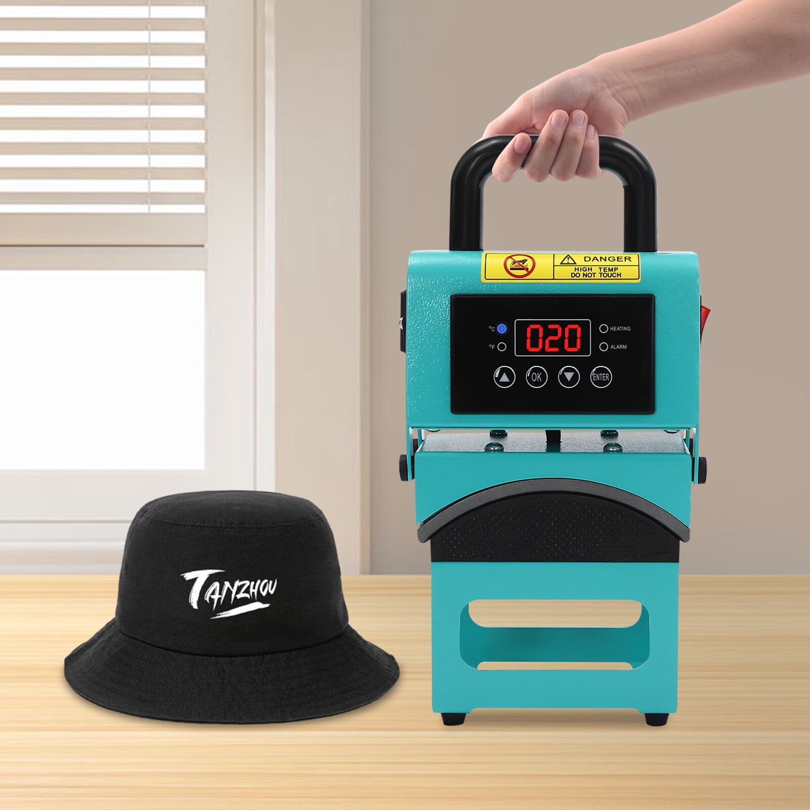 350W Heat Press Machine Mini Easy Hat Press Machine Cap Press Machine for Heat Sublimation HTV Permeable Inks