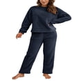 thumbnail image 1 of Peluche de Femmes de Couleur Unie à Manches Longues et Pantalons Pyjamas Ensembles Hiver Chaud Femmes Cadeau, 1 of 7