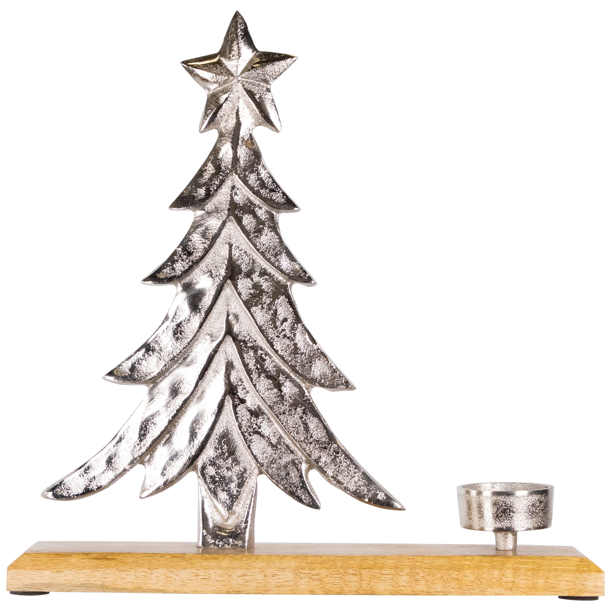 Northlight Downswept Tree with Star Topper Metal Christmas Tealight Holder - 11.5"