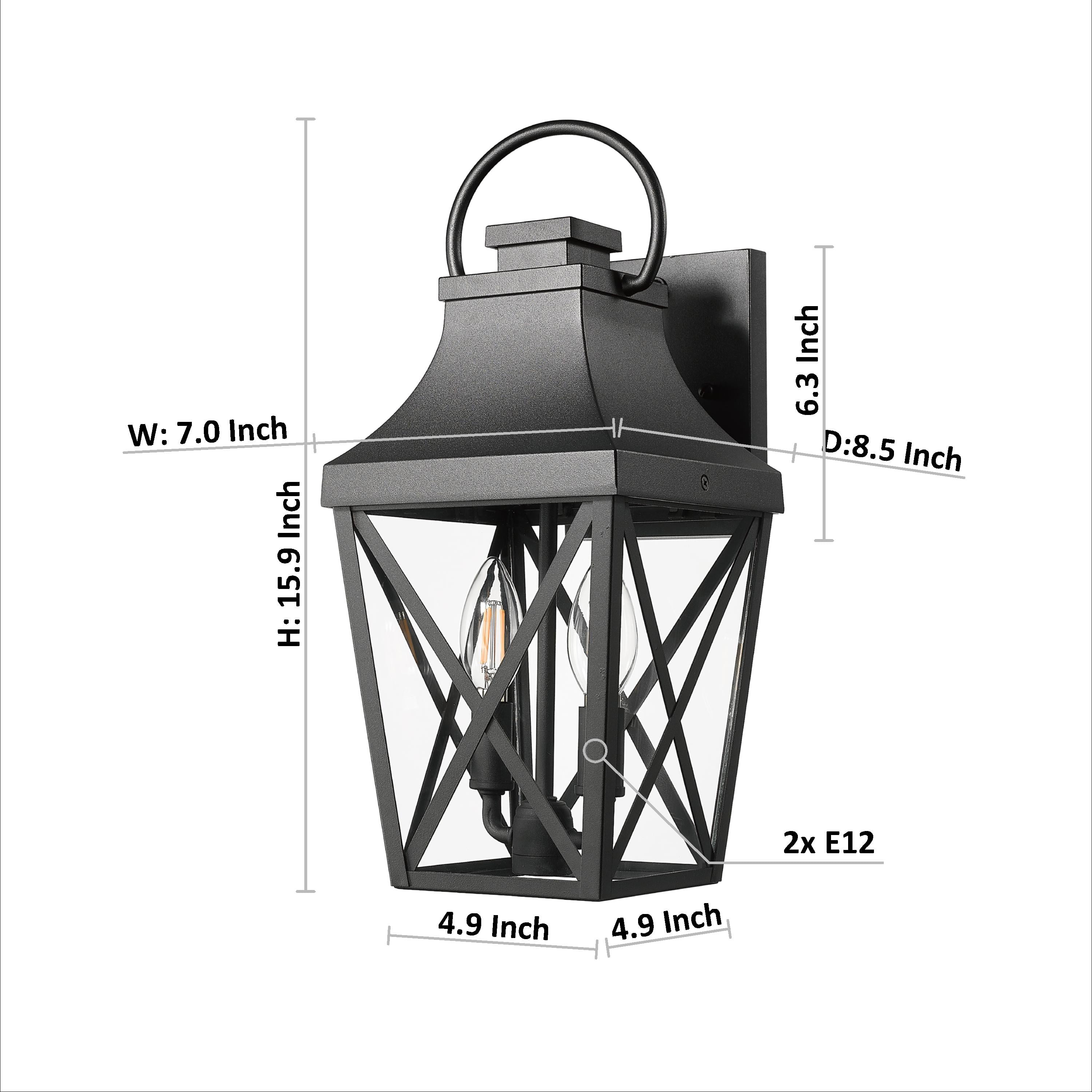 Outdoor Wall Lights, 1 Pack Waterproof Matte Black Glass Wall Sconce Lamp for Garage Patio Porch Yard Decor, Black