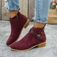thumbnail image 2 of Busydd Womens Boots Solid Color Chunky Heel Ankle Boots Comfortable Buckle Strap and Side Zipper Booties for Women 41, 2 of 9