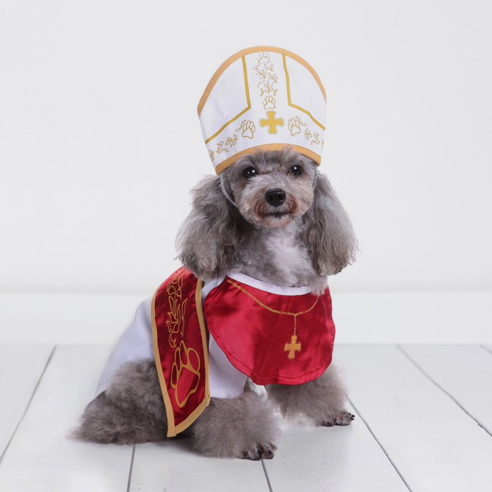 Manerr Pope Dog Costume Halloween Holy Hound Dog Costume Cute Holy Father Dog Costume Other