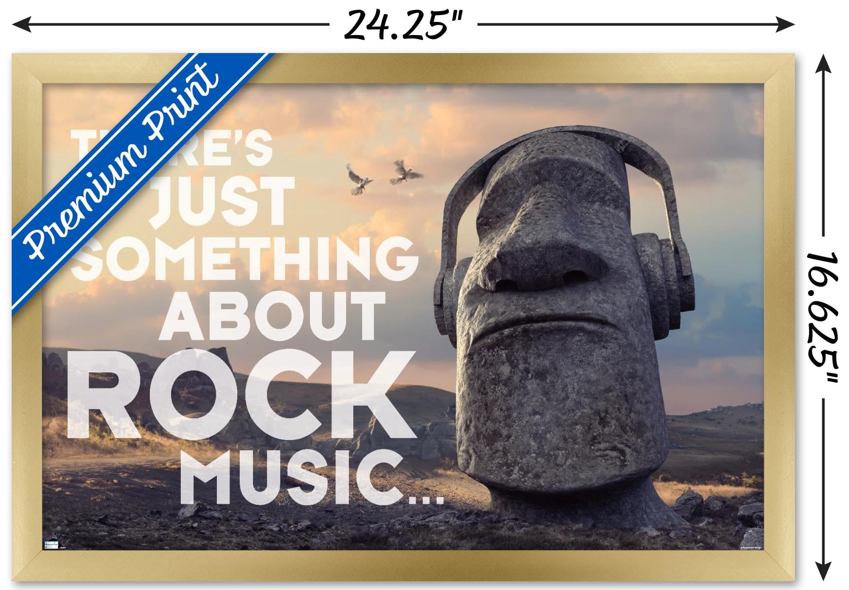 Moai Statue - Music Wall Poster, 14.725" x 22.375", Framed