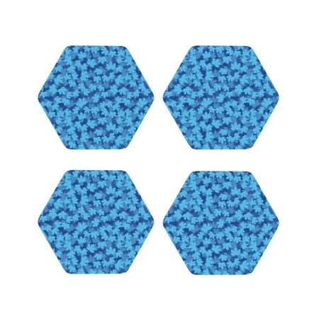 

Tideii Blue Maple Leaf for Leather Coasters 4 Pieces Anti-fouling and Anti-scalding Decorative Coasters Suitable for Restaurants Kitchens Coffee Shops-Hexagon