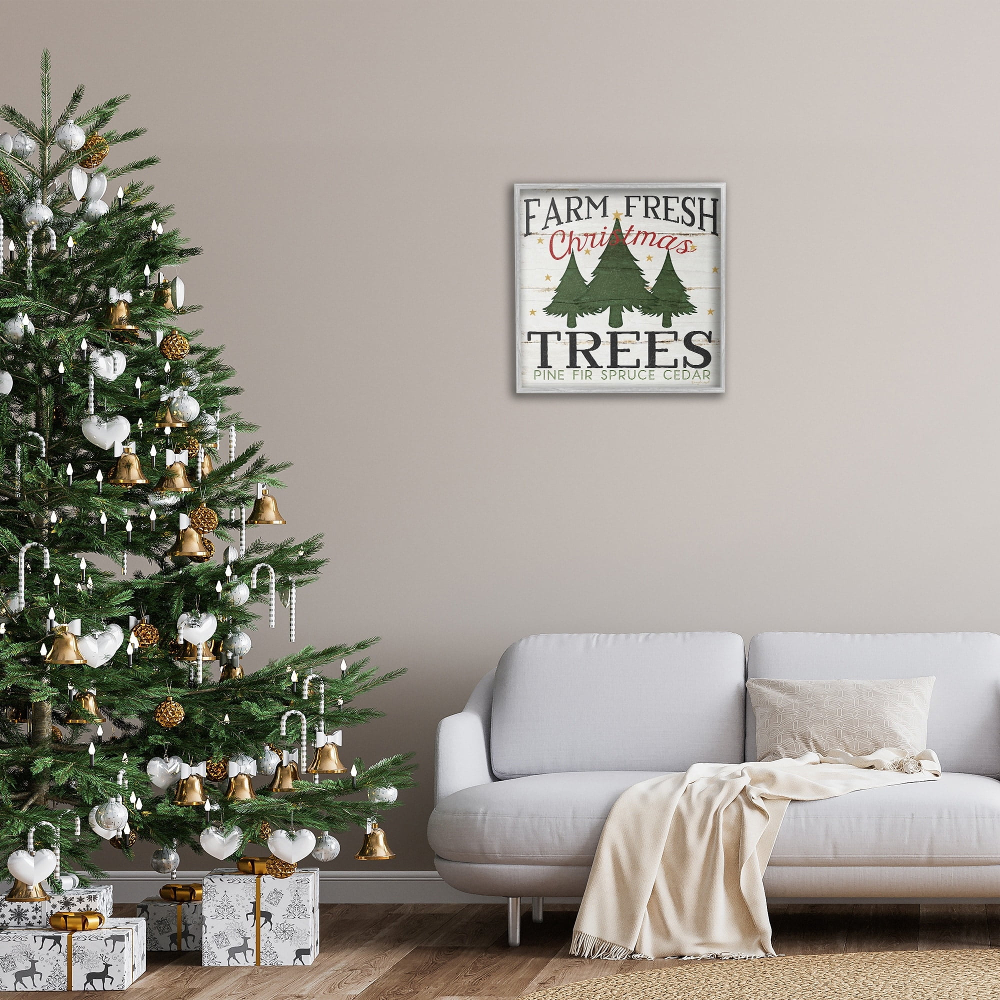 Stupell Industries Farm Fresh Christmas Trees, 24 x 24,Design by Jennifer Pugh
