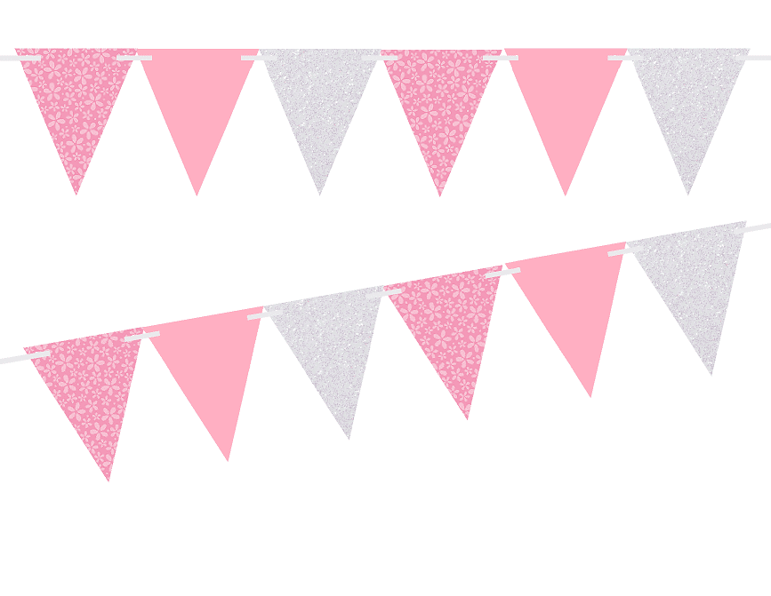 Girl Birthday Bachelorette Mothers Day Wedding Bunting Lasting Surprise 2 Pack Engagement Baby Bridal Shower Glitter Sprinkles Paper Pennant Triangle Flags Pink-White Rose-Gold Party Decorations Banner 