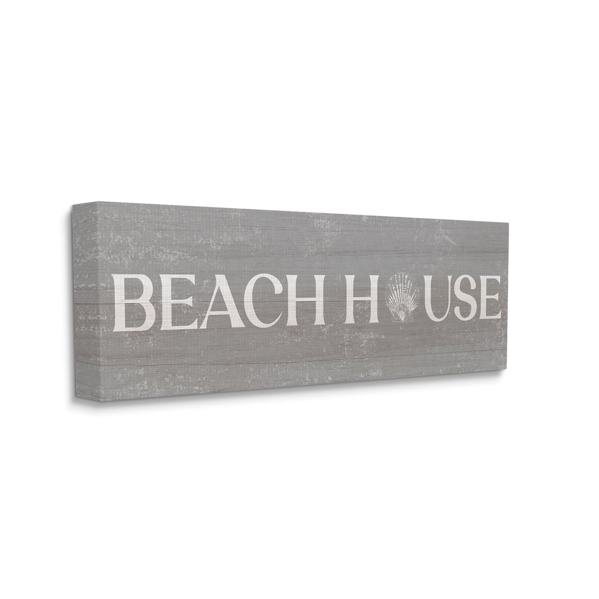 Stupell Industries Beach House Vintage Sign Rustic Shell Design Canvas Wall Art, 30 x 13, Design by Daphne Polselli