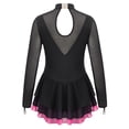 thumbnail image 4 of Zaldita Girls Kids Long Sleeve Mesh Splice Figure Skating Dress for Ballet Dance Gymnastics Leotard Competition Dancewear Hot Pink 14, 4 of 7