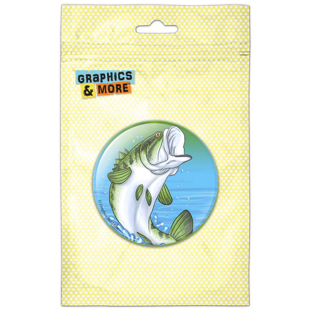 Bass Fish Jumping Water Fishing Pinback Button Pin Badge 