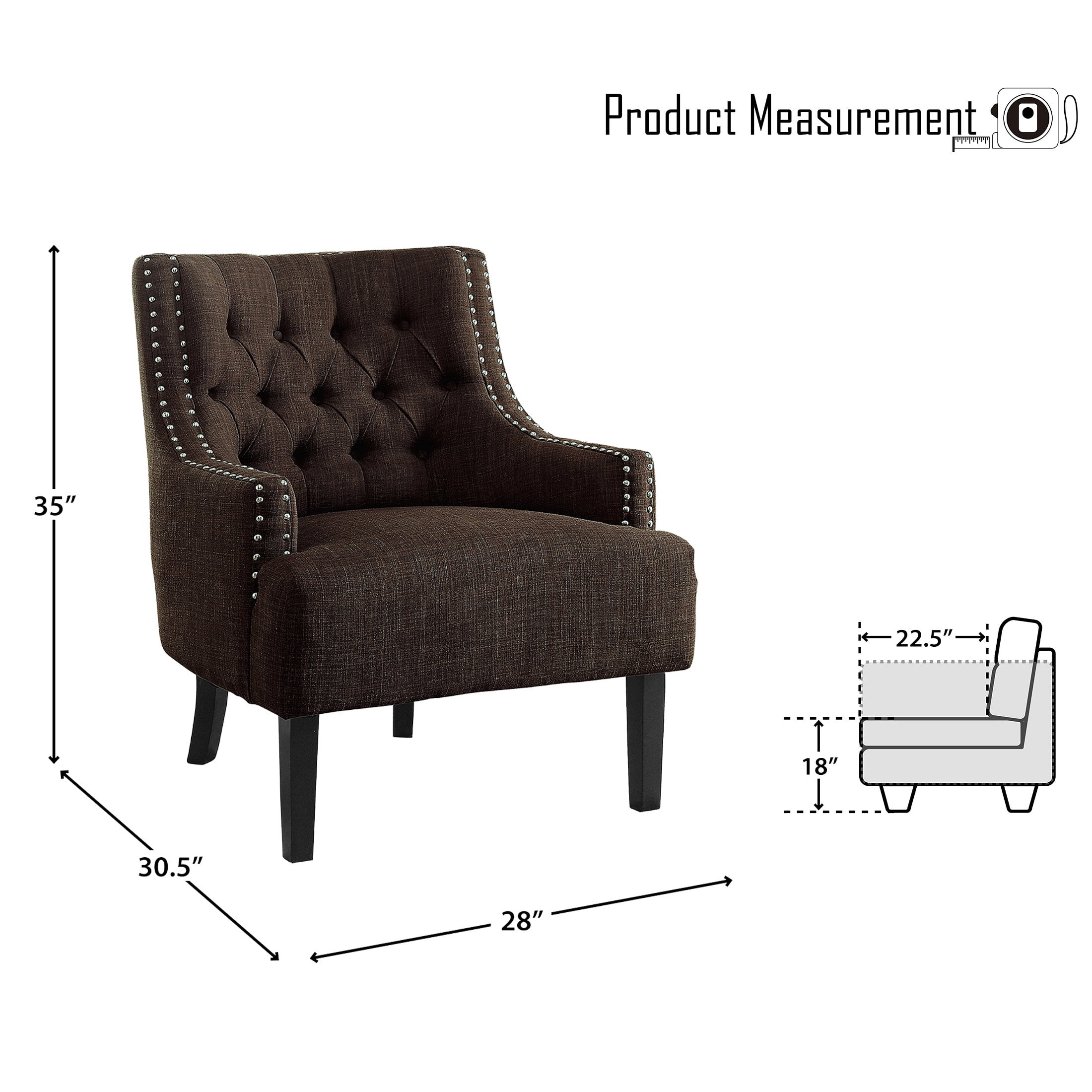 OakvillePark Vernonia Fabric Upholstered Accent Chair, Chocolate