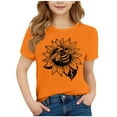 thumbnail image 4 of Crunowin Boys and Girls Short Sleeve T-Shirt Round Neck Sunflower and Bee Print Summer Casual Style Lightweight Top Orange Size 10/11, 4 of 5