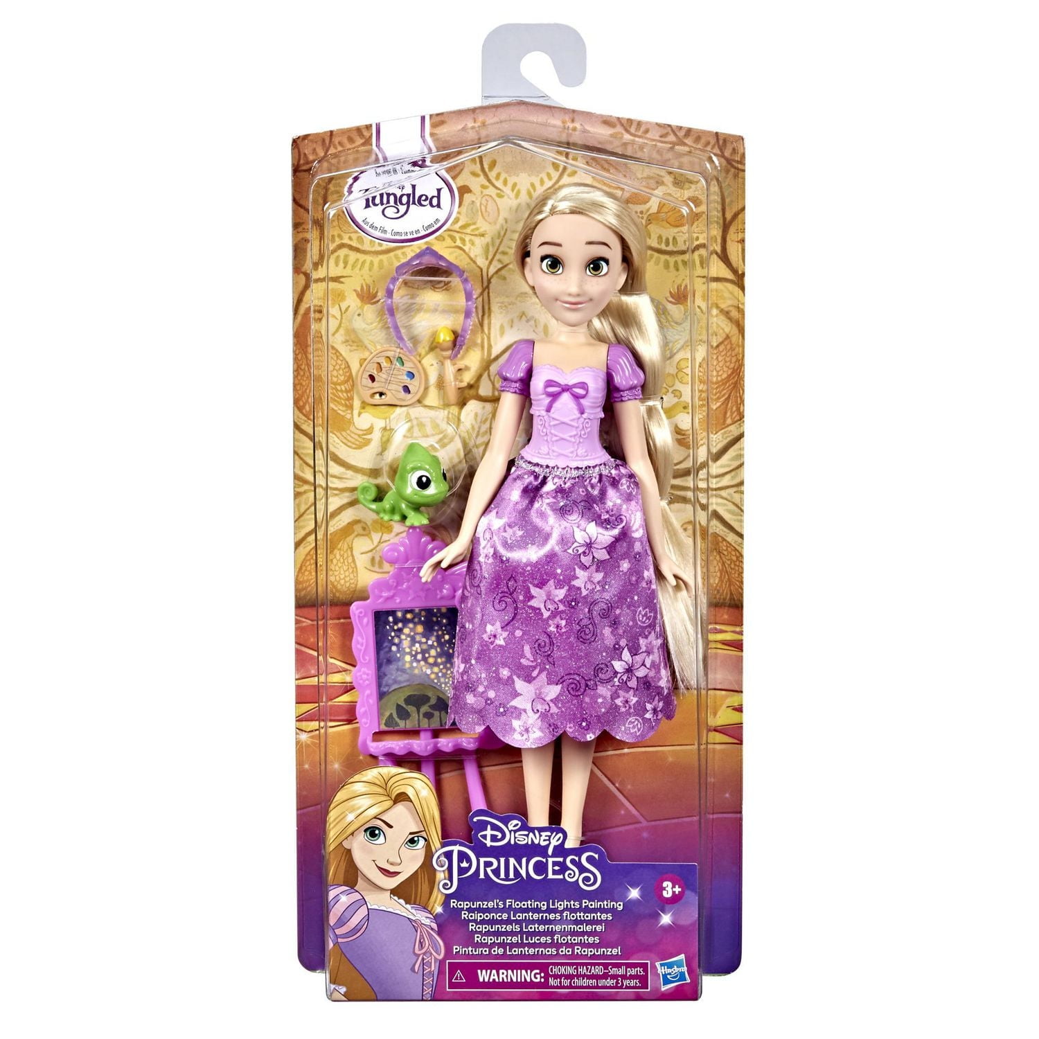 Disney Princess Rapunzel's Floating Lights Painting Playset with Doll, Pascal Figure, and Accessories, Disney's Tangled Toys for Kids Ages 3 and Up
