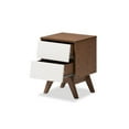 thumbnail image 2 of Baxton Studio Hildon Mid-Century Modern White and Walnut Wood 2-Drawer Storage Nightstand, 2 of 6
