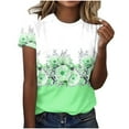 thumbnail image 2 of Aloohaidyvio Going out Tops for Women,Womens Summer Fashion Flower Print Round Neck Short Sleeve T-Shirt Tops, 2 of 5