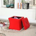 thumbnail image 4 of 17.5" Tall Wood and Leather Storage Bench, Red Croc Svelte, 4 of 6