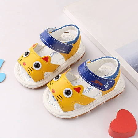 

NEGJ Shoes Bottom Soft Toddler Baotou Baby Screaming With Whistle Cartoon Sandals Baby Shoes
