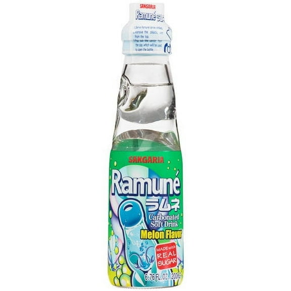 Sangaria Ramune Melon Flavor Carbonated Soft Drink, 6.76 fl oz