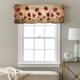 thumbnail image 3 of Red Flowers Valance Curtain for Windows Vintage Red Floral Brown Wood Grain Rod Pocket Curtain Valances Short Window Treatments Panels for Kitchen Bathroom Laundry Room Basement 60 x 14 Inch, 3 of 9