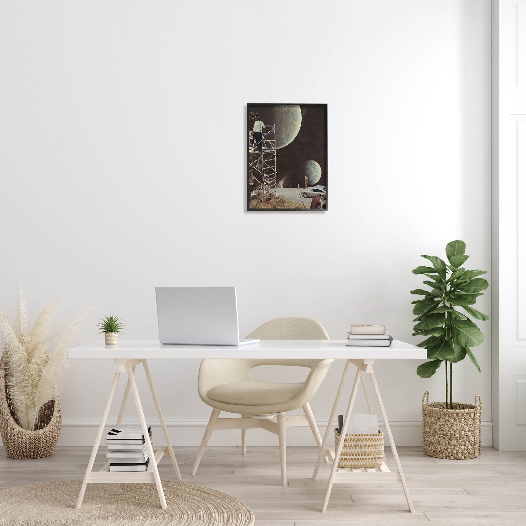 Stupell Industries Two Moons Vintage Film Set Galaxy Graphic Art Black Framed Art Print Wall Art, Design by Matheus Lopes Castro