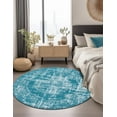 thumbnail image 4 of Unique Loom Aarhus Collection Area Rug - Traditional (7' 10" Round Blue/Ivory), 4 of 12