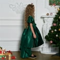 thumbnail image 6 of Toddler Girls Holiday Party Dress with Elegant Bow Tie Embroidery and Delicate Lace Ruffles for Green 7-8 Years, 6 of 6