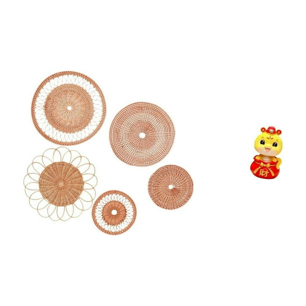 Set de decoración de pared de ratán tejido, adorno decorativo, estatua de serpiente de resina hecha a mano, ideal para sala de estar, comedor, oficina