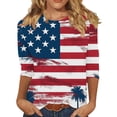 thumbnail image 2 of Lorytime 3/4 Length Sleeve Womens Tops Fourth of July Outfits Patriotic Graphic Outfits Lorytime Stars and Stripes Wear, 2 of 5