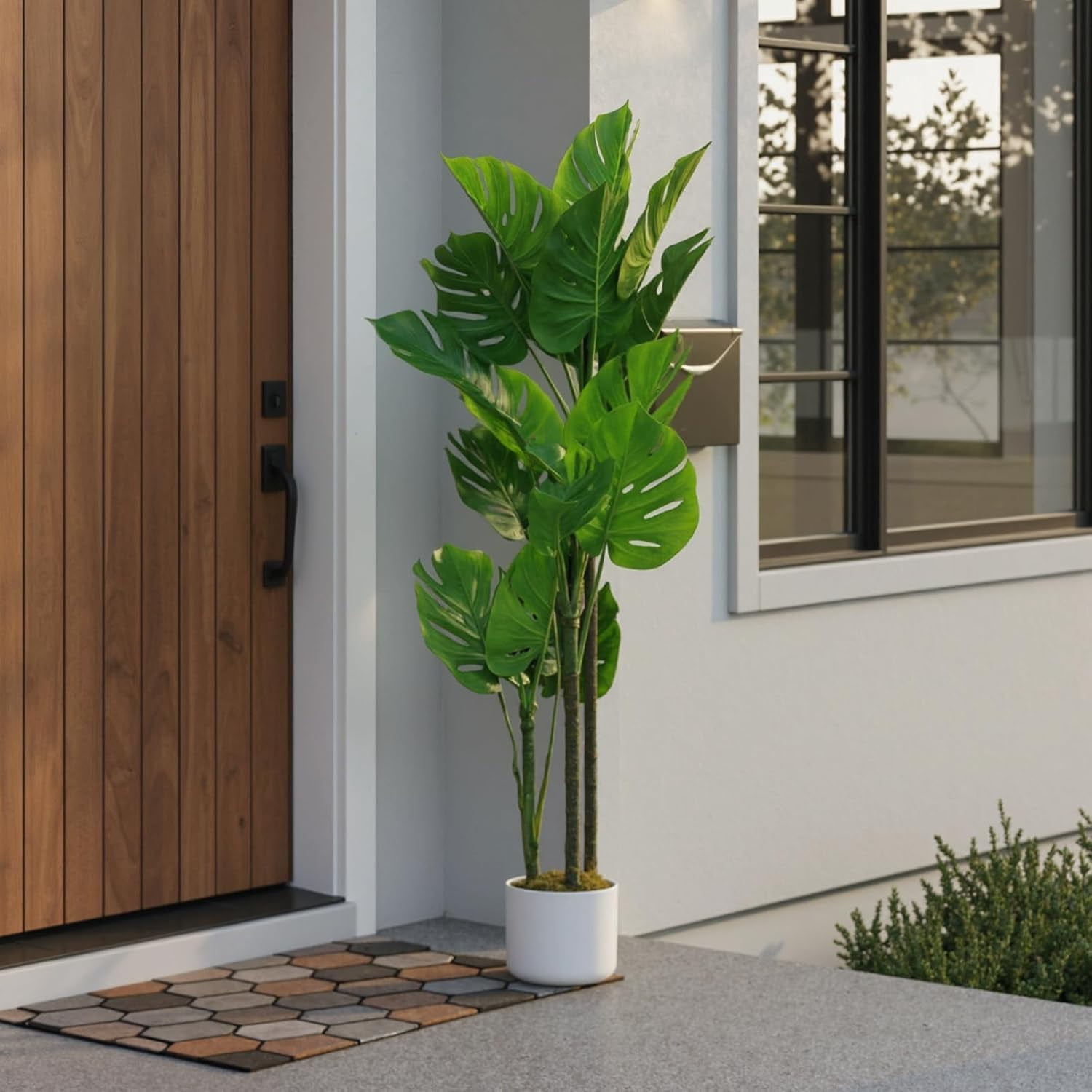 Accreate 3.6 ft Artificial Monstera Plant in Pot, Indoor Faux Tropical Plants, Fake Decorative Evergreen Potted Floor Tree for Living Room Porch Entryway Office Decro