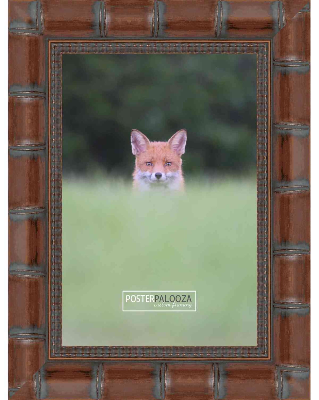 18x24 Brown Wide Bamboo Picture Frame - UV Acrylic, Foam Board Backing, Hanging Hardware