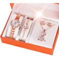 thumbnail image 1 of Savefree Juego De Reloj Y Joyas En Caja De Elegante 5 Piezas Color De La Correa Oro Rosa, 1 of 8