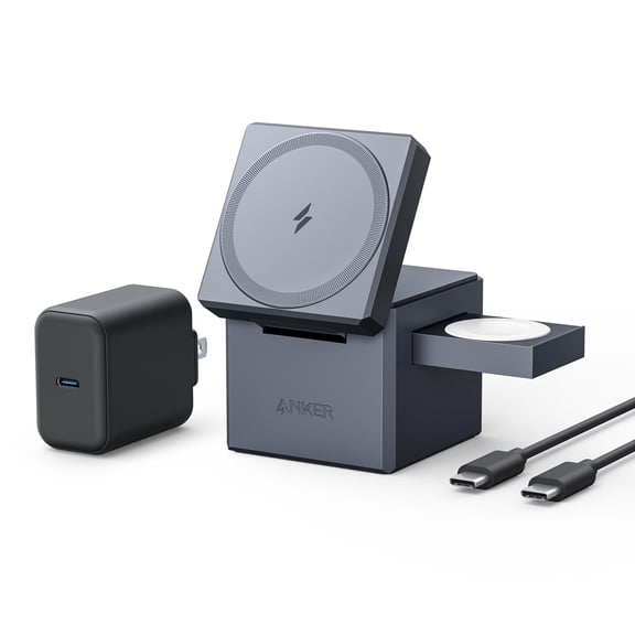 Anker MagSafe Charger Stand, iPhone 16 Wireless Charger, 3-in-1 Cube with MagSafe, 15W Foldable Fast Charging Stand, For iPhone 1