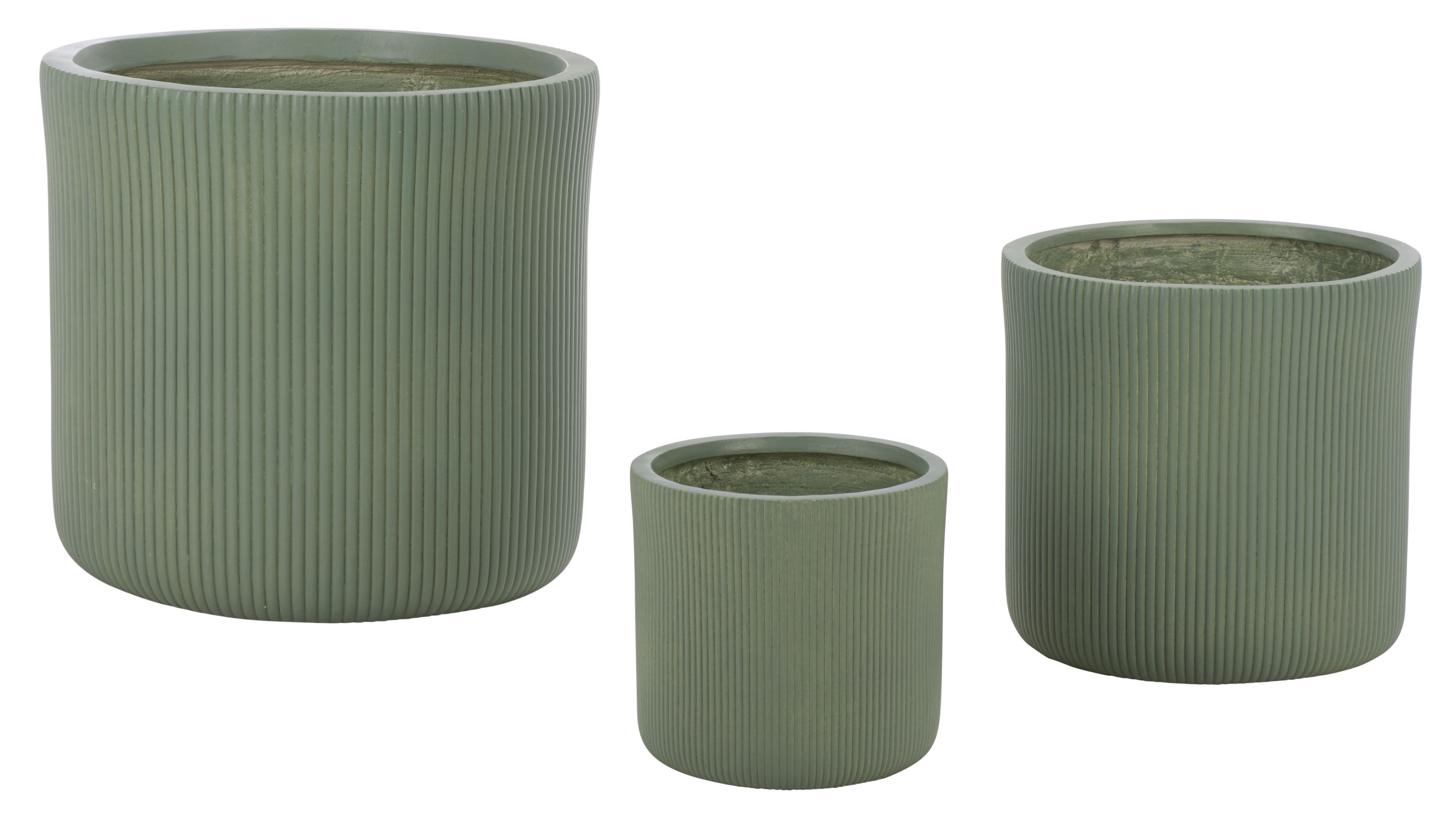 Safavieh Carolina Round Green Fiber Clay Plant Pots - Set of 3