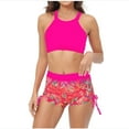 thumbnail image 1 of TopLLC Womens Two Piece Vintage Swimsuit Retro High Neck Halter Floral Swimwear Ruched High Waist Bikini with Bottom, 1 of 4