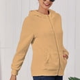 thumbnail image 3 of OFLALW Fall Clothes for Women 2023, Womens Plus Size Solid Color Berber Fleece Granular Velvet Long Sleeve Zip Up Pocket Hoodies Jackets Coats, 3 of 3