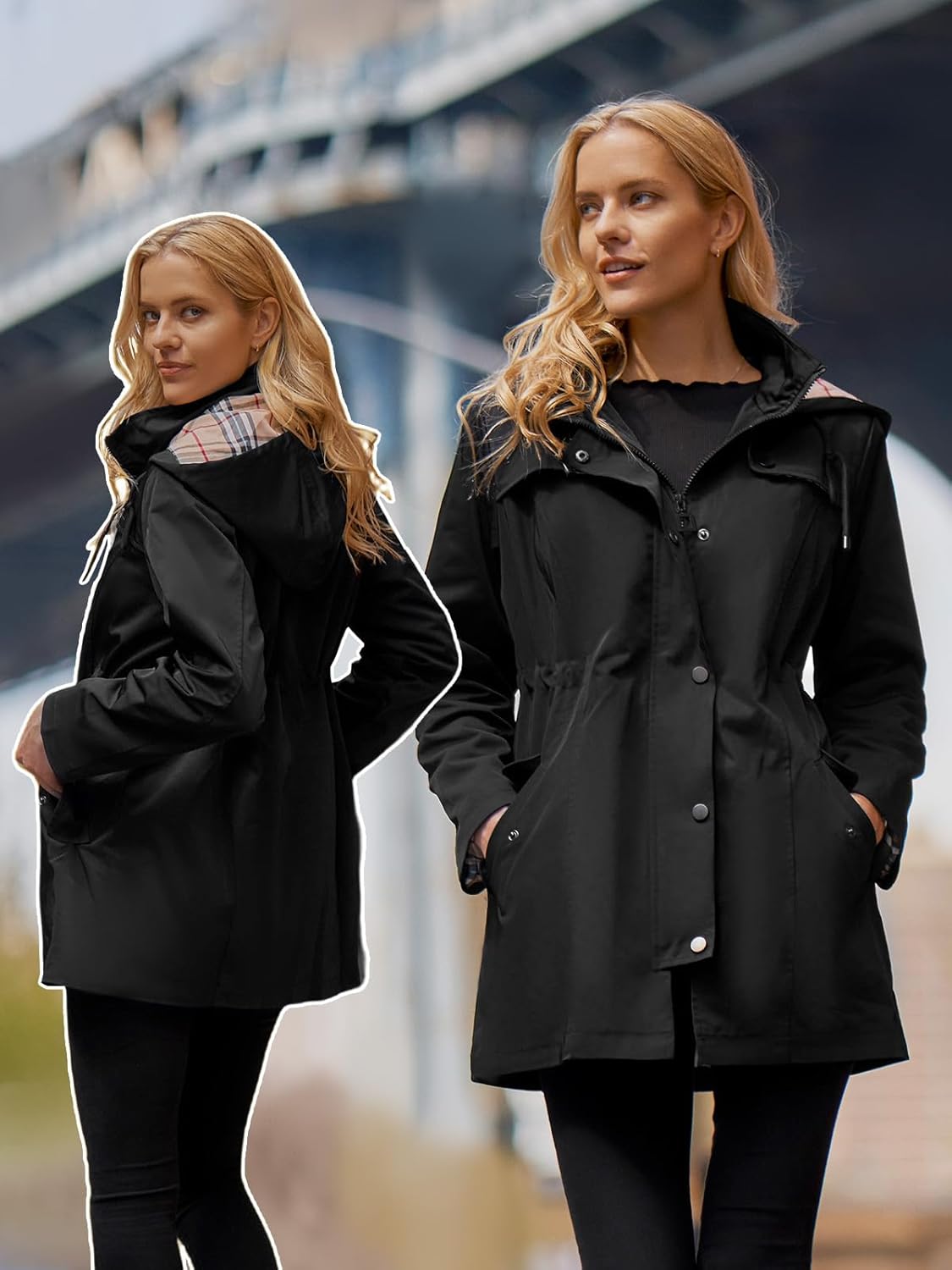 SaphiRose Women's Waterproof Hooded Rain Jacket photo 4