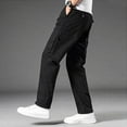 thumbnail image 6 of Dagegui Mens Cotton Cargo Pants Cozy Elastic Waist Straight Fit Pant Big and Tall Outdoor Running Athletic Work Trousers Summer Clothes Black L, 6 of 6