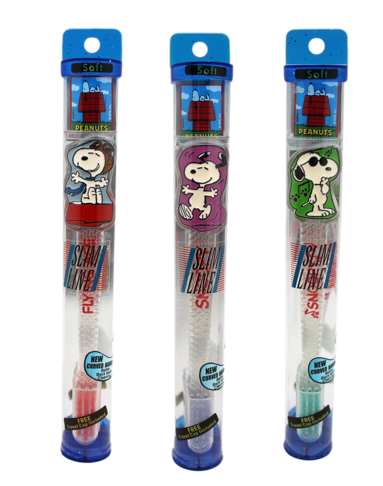 Snoopy Assorted Color and Alter Ego Soft Bristle Toothbrush Set