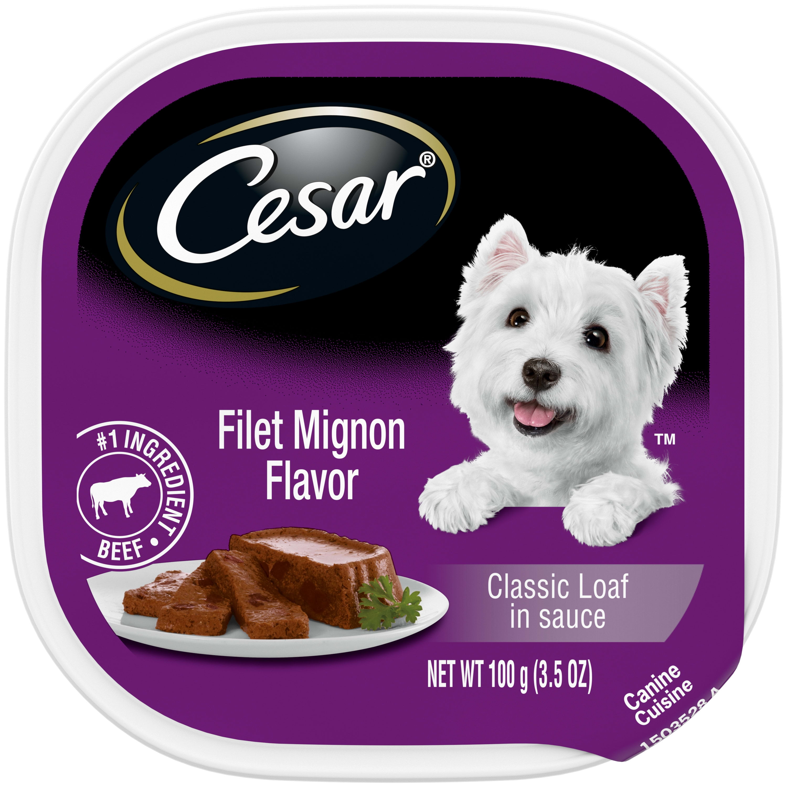 CESAR Classics Filet Mignon Flavor Wet Dog Food for Adult, 3.5 oz. Tray