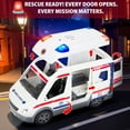 thumbnail image 6 of Playkidiz Push & Go Ambulance Toy Playset  Emergency Vehicle with Realistic Lights & Sounds, 4 Buildable Figures, Stickers, and Accessories for Ages 3+, 6 of 8