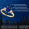 thumbnail image 2 of Gem Stone King 18K Yellow Gold Plated Silver Blue Created Sapphire and Pink Lab Grown Diamond Engagement Ring for Women | 2.80 Cttw | Oval 9X7MM | Gemstone September Birthstone | Size 7, 2 of 6