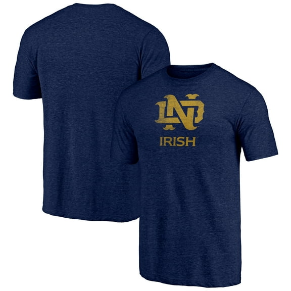 Men's Navy Notre Dame Fighting Irish Vintage Primary Logo Tri-Blend T-Shirt