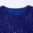 thumbnail image 6 of LWavelet Crew Neck Sequin Blouse Womens Plus Size 3/4 Puff Sleeve Asymmetric Hem Loose Fit Top Blue M, 6 of 7