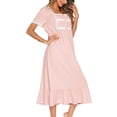 thumbnail image 4 of Defitshape Women's Cotton Victorian Nightgown Short Sleeve Sleep Dress Lace Frill Calf Length Square Neck Billowy Old Fashioned Pajama Shirt Summer Soft Sleepwear Long Nighty Pocket Pink Large, 4 of 5